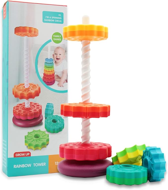 (1 PCS) Spinning Stacking Toys,Spin Toys ABS Plastic and Color Rainbow Design