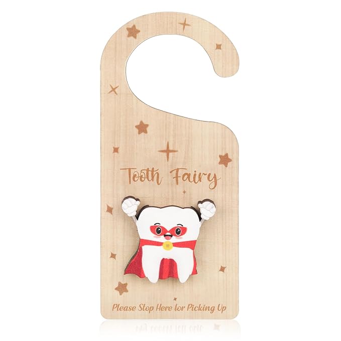 Tooth Door Hanger with Money Holder, Wooden Tooth Door Holder 3D Lost