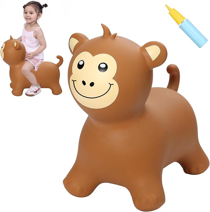 INPANY Bouncy Monkey Hopper Toys, Toddlers Inflatable Animal Hopping Horse 2 3 4 Yr