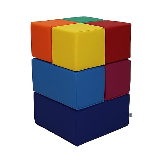 FDP SoftScape Stack-and-Play Building Block Set, Soft Foam Indoor Playset for Toddlers and Kids; Playtime Early Learning at Home (7-Piece) - 14116-110
