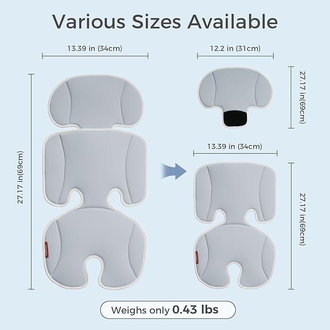 Momcozy Stroller Cooling Pad | Universal Soft Cooler Pad, Breathable & Adjustable Car Seat Liner | Detachable 2-Piece Cooling Cushion | Fits Strollers, Car Seat, High Chair, Bassinet, Swing