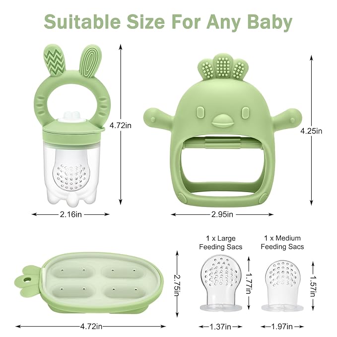 Baby Food Fruit Feeder & Mini Freezer Nibble Tray, Breastmilk Popsicle Molds for Baby Cooling Relief