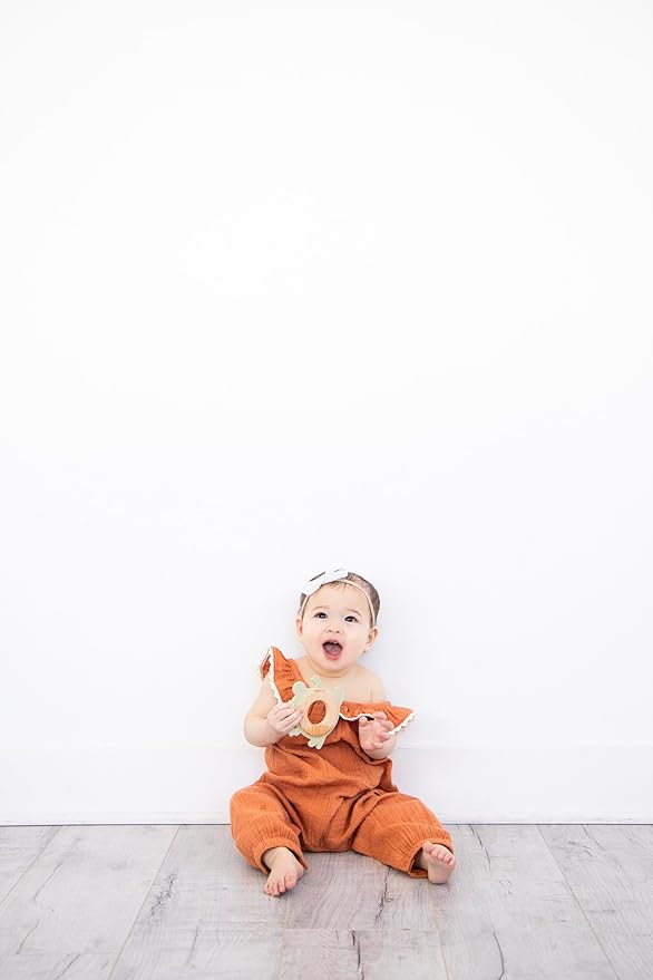 Pearhead Frog Wooden Baby Teether, Natural Wooden Teething Toy for Babies 0+ Months