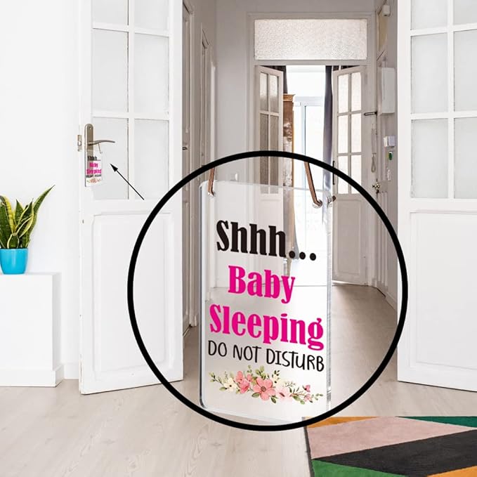 Shhh Baby Sleeping Do Not Disturb Sign, Baby Room Door Knob Hanger Sign WAP1