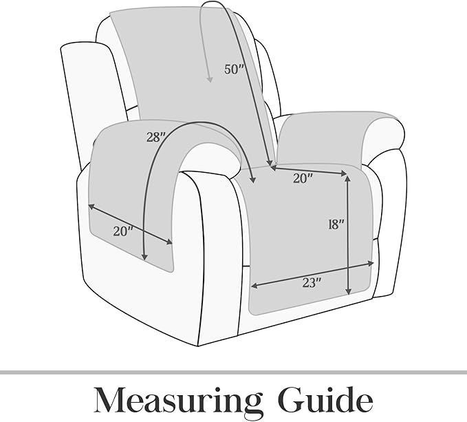 TOMORO Non-Slip Quilted Recliner Cover, 100% Waterproof Recliner Chair Slipcover Furniture Protector with Pockets, Washable Couch Cover with Elastic Straps for Kids and Pets,23 Inch