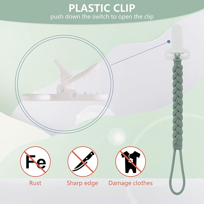4-Pack Silicone Pacifier Clips with a Woven Rope Shape