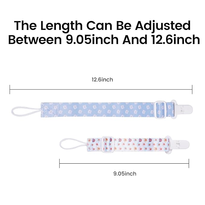 Baby Pacifier Clip with Adjustable Length Buckle,Paci Leash Binky Clips for Baby Boys and Girls 6 Gift