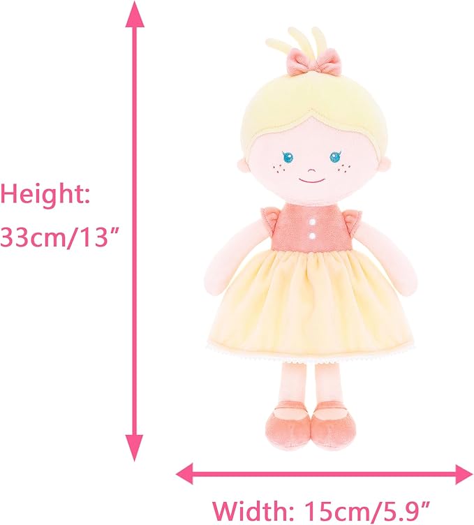 Onetoo Soft Baby Doll for Girls Plush Rag Doll Sleeping 14"