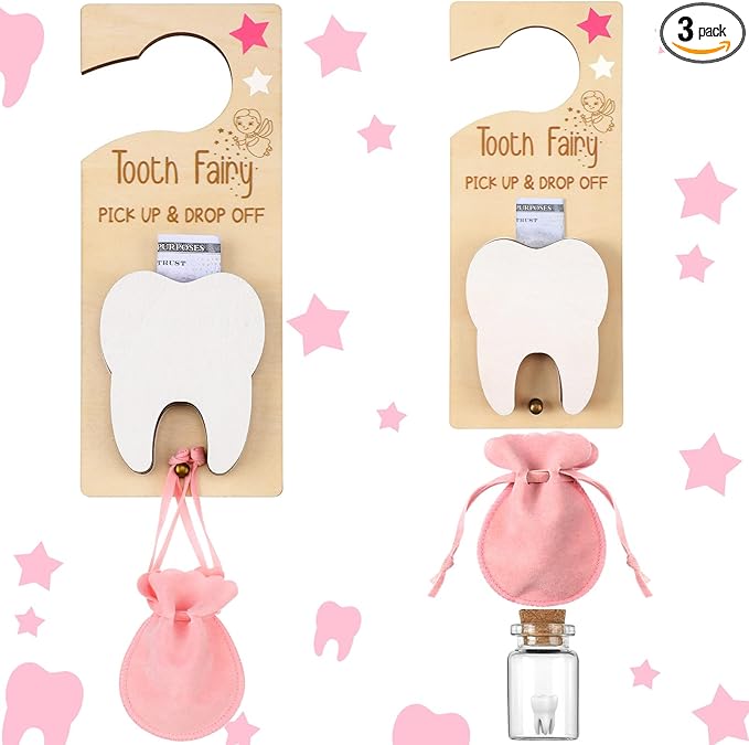 3 Pcs Tooth Fairy Tooth Holder Bag Tooth Fairy Door