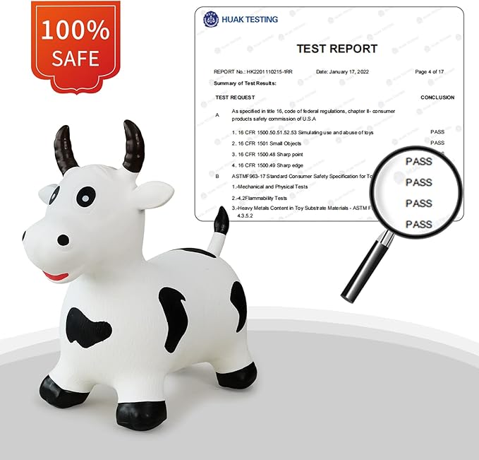 HotMax Bouncy Cow Hopping Horse Toys, Inflatable Bouncing Animal Hopper for Toddlers or Kids 2 3 4 Year