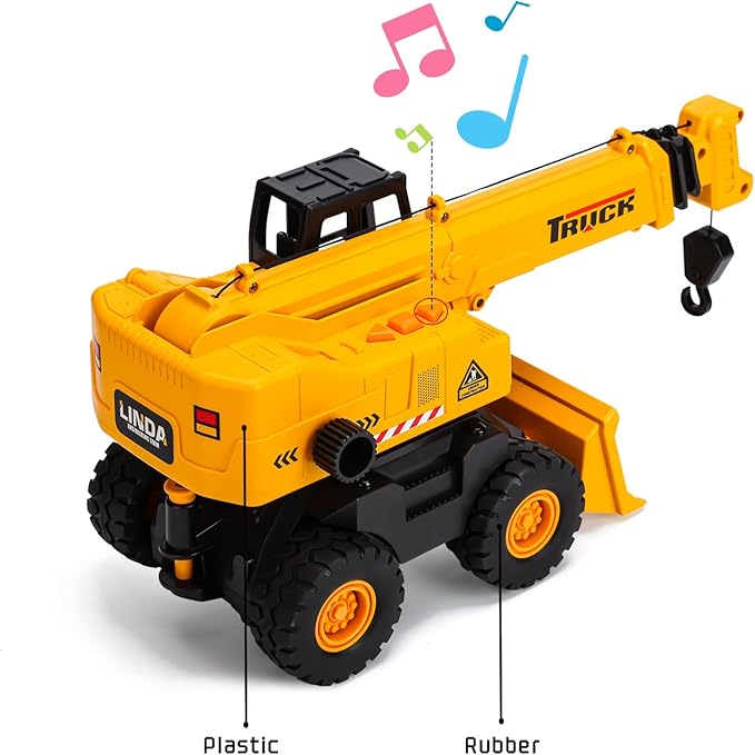 haomsj 2-in-1 Toy Crane Bulldozers Construction Set Trucks for Boys 3-5, Excavator 3 4 5 6