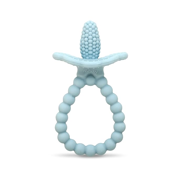 RaZbaby Silicone Baby Teether, BerryBumps Textured Silicone Soothes Babies??Sore Gums