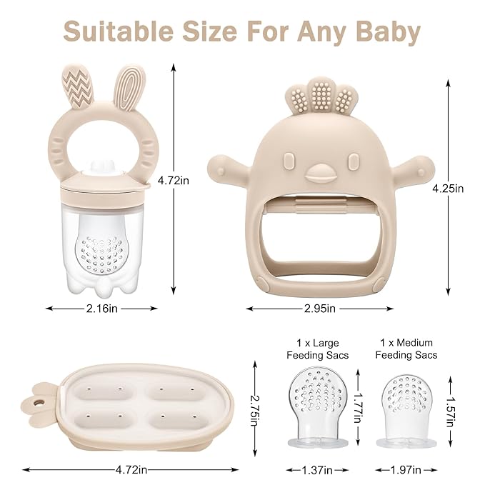 Baby Food Fruit Feeder & Mini Freezer Nibble Tray, Breastmilk Popsicle Molds for Baby Cooling Relief