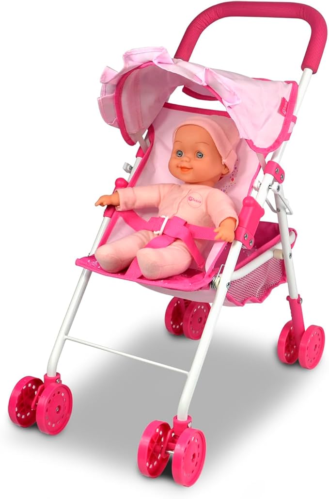 ANNIVIA Baby Doll Stroller Baby Doll Pram Baby Doll Carriage (DA004L Pink)…