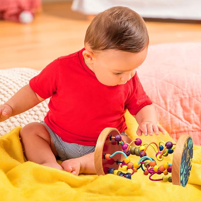 B. toys – Loopty Lo Wooden Rolling Toy - Developmental Bead Maze 47 Beads 5 Mazes 18 Months