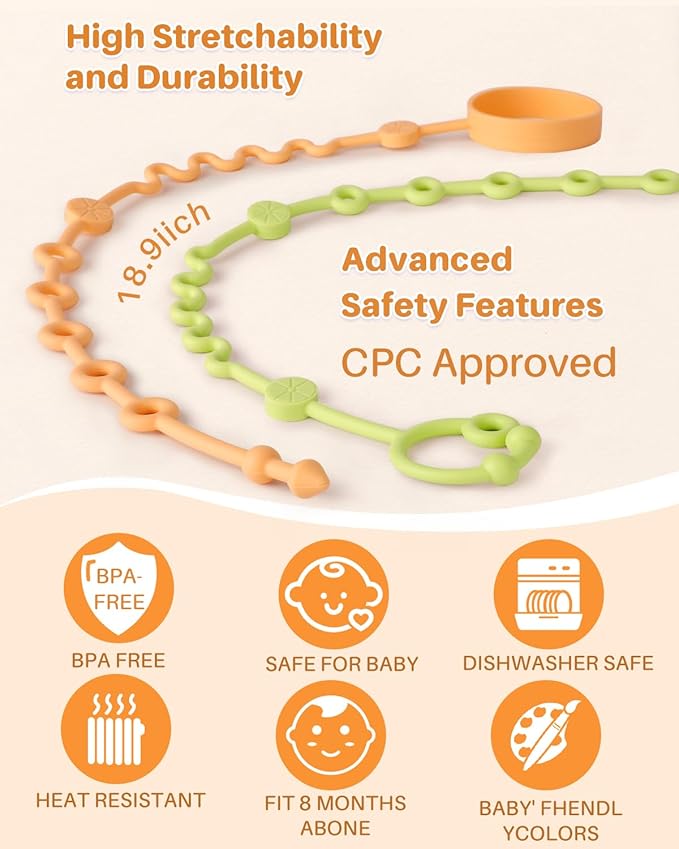 Toy Straps for Baby, 5pcs Adjustable Toy Holder for Stroller Accessories (5 Pack