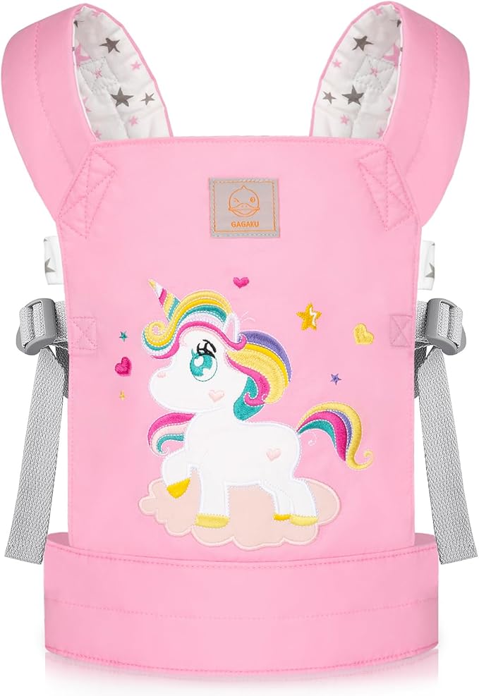 GAGAKU Baby Doll Carrier Kids Toy Baby Carrier Dolls Toy Baby Doll Sling Reborn Baby Doll Carrier with Adjustable Straps for Stuffed Animal Doll Accessories - Pink