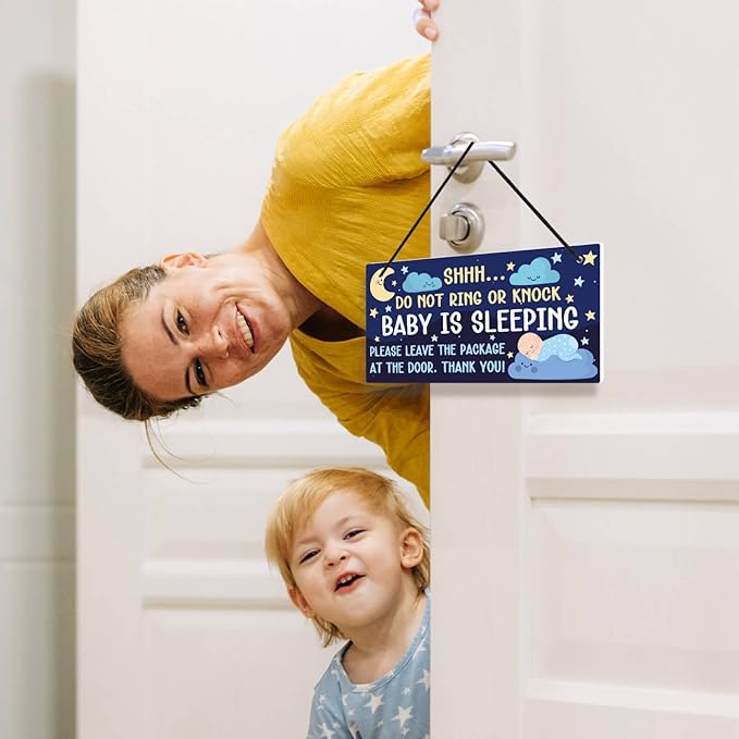 Putuo Decor Baby Sleeping Door Sign for Front Door PVC