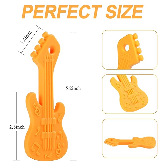 4 Pack Baby Teething Toys, Cartoon Guitar Teether Toys for Baby Infants 0-24 Months
