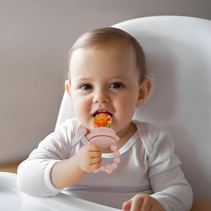 PandaEar 3 Pack Baby Fruit Food Feeder Pacifier with 3 Different Size Silicone Pouch, Silicone Teethers for Babies 3-6-12 Months