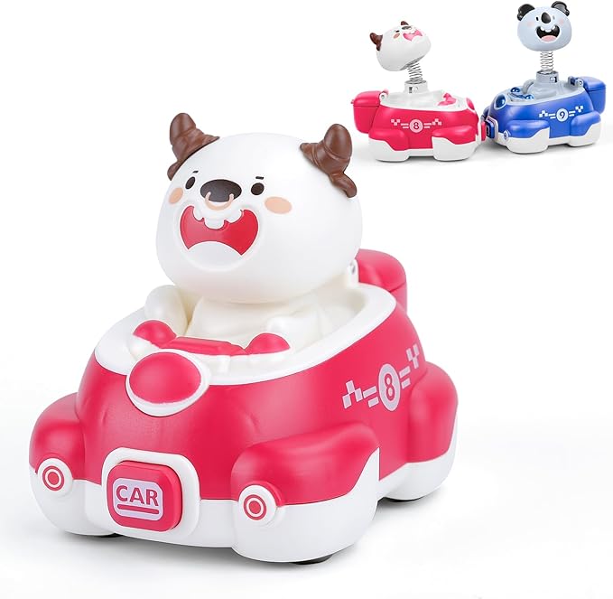 Impact Bounce Wobbly Head Animal Car Toys Friction Push and