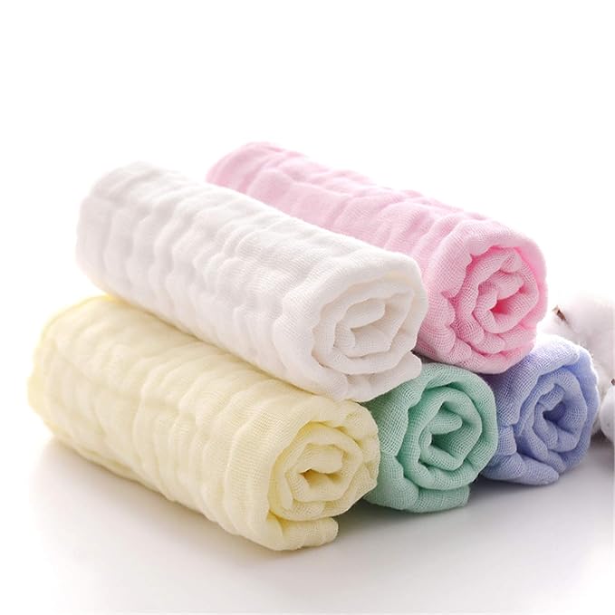 MUKIN Baby Washcloths - Natural Cotton Baby Wipes 5 Pack 12x12 inches