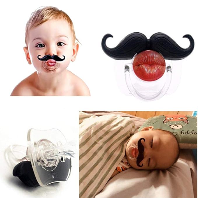 4Pcs Cute Kissable Mustache Pacifier for Babies Funny Lips Baby Pacifiers