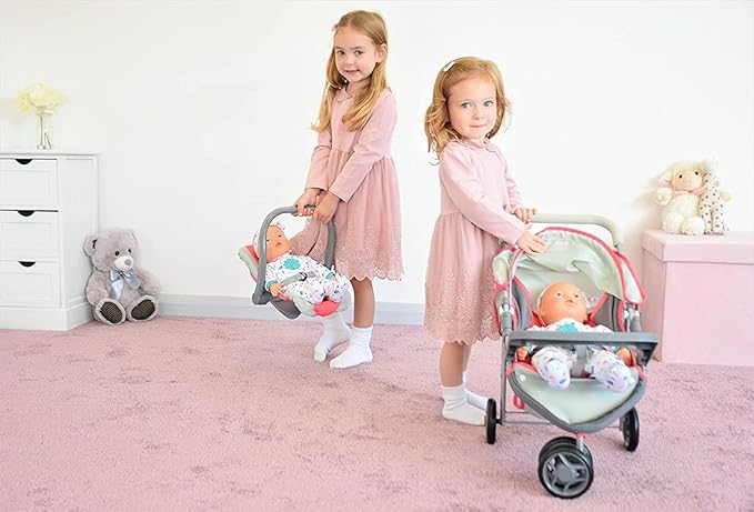 KOOKAMUNGA Baby Doll Stroller Travel System - Retractable Canopy, Feeding Tray