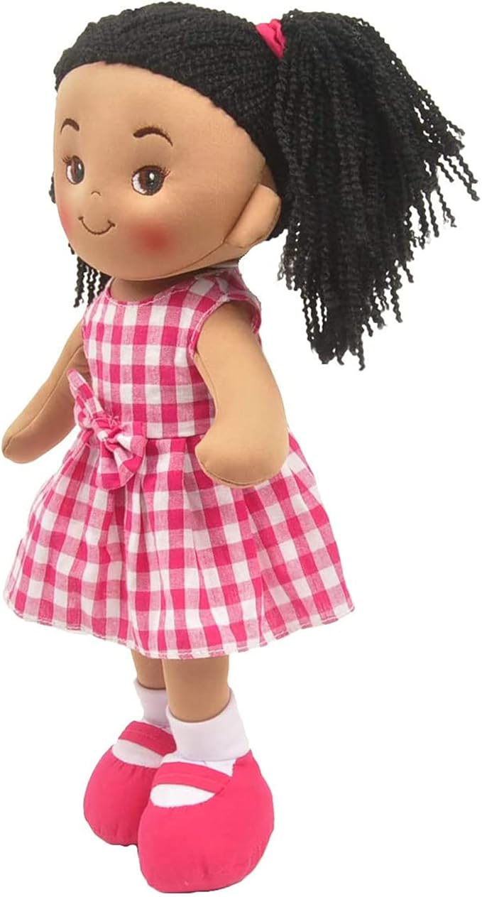Linzy Toys, 16'' Crystal Soft Plush Black Rag Doll for Girl