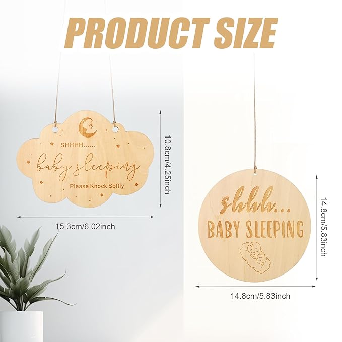 2pcs Baby Sleeping Sign, Different Shape Baby Sleeping Door Sign