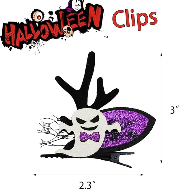Baby Girls' Hair Accessories: Bat Bows, Pumpkin Hair Clips 4pcs