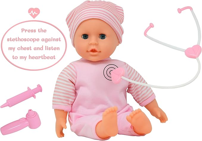 Interactive Talking Baby Doll Doctor Set Toy Pack for Kids – 14” Doll with Lights, Sound Effects 3+