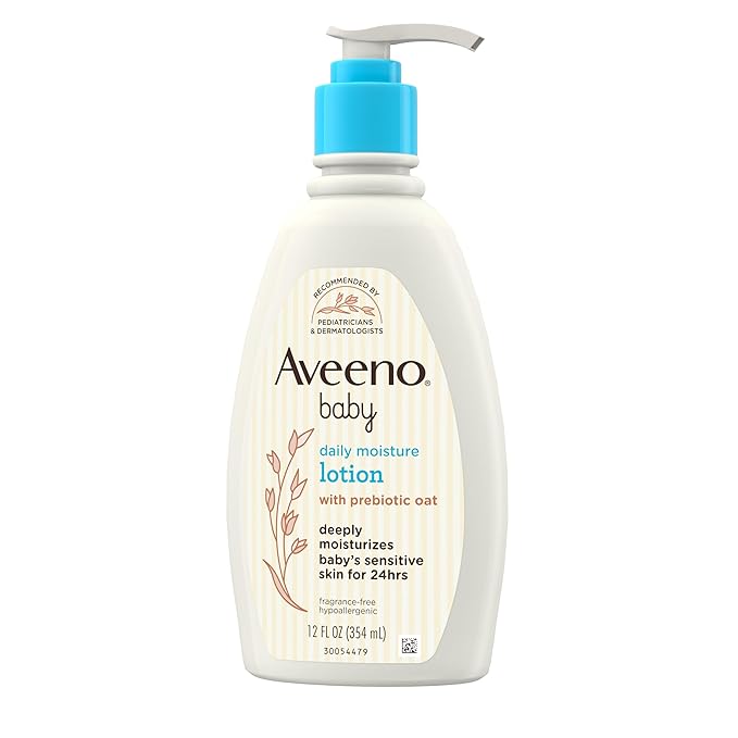 Aveeno Baby Daily Moisture Body Lotion for Delicate Skin, Natural Colloidal Oatmeal & Dimethicone 12 fl.