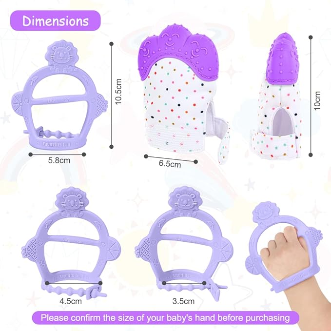 Vicloon Silicone Teething Mitt, 2Pcs Baby Teething Mitten 0-6month Infants