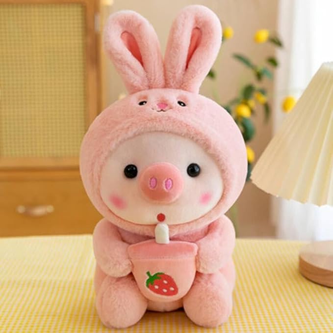10 Inch Pig Plush Toy Dressed Up As Frog Rabbit