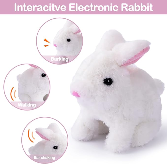 Hopping Bunny Toys for Kids Interactive Electronic Bunny Plush Toy 3-8 Year 7'')