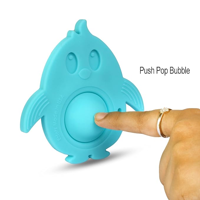 Popz Baby Teether Toy - Made in The USA 0-6 Months 100% Silicone