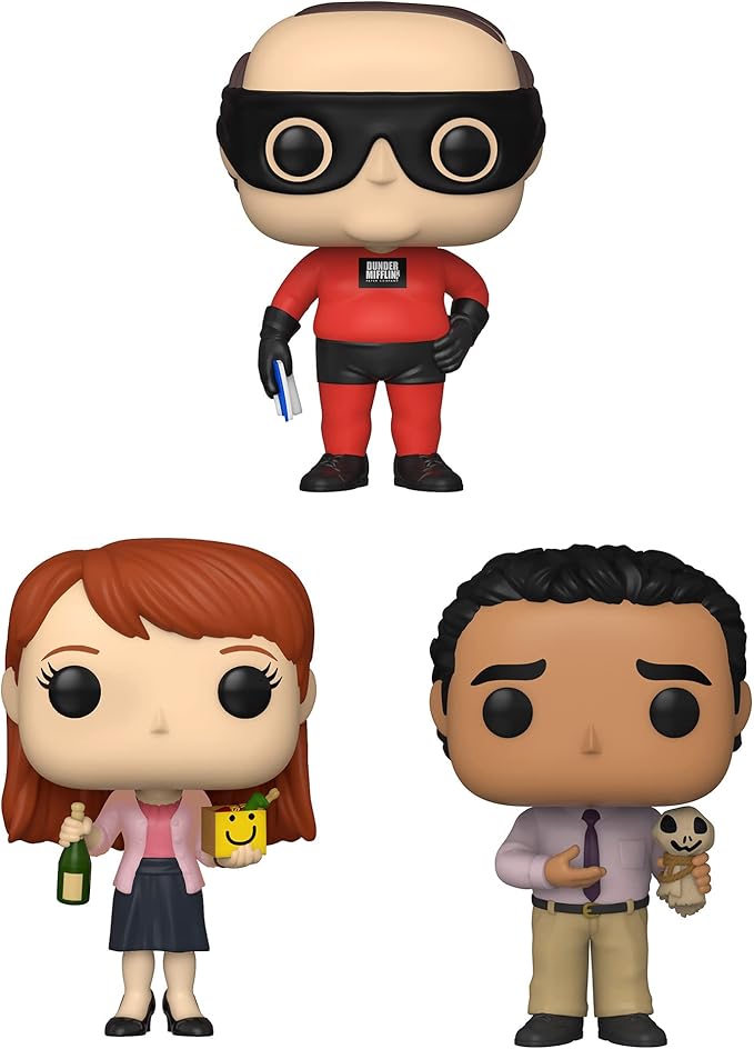 Funko TV: POP! The Office Collectors Set 4 - Erin with Happy Box & Champagne, Kevin as Dunder Mifflin Superhero, Oscar with Scarecrow Doll