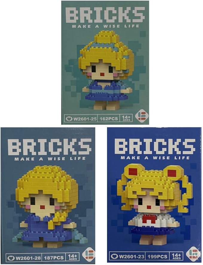 Micro Mini Building Blocks Anime Character Set (500+ Pieces), Ages +14 (3 Pack) 2)
