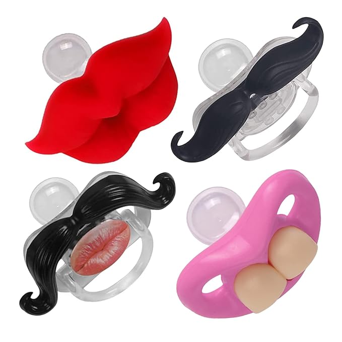 4Pcs Cute Kissable Mustache Pacifier for Babies Funny Lips Baby Pacifiers