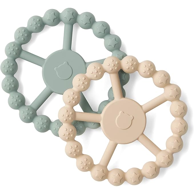 SAMiGO Silicone Teethers for Babies 0-6 6-12 Months Baby Teething 2 Pack