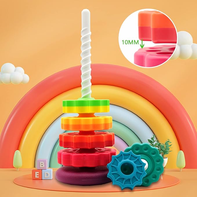 (1 PCS) Spinning Stacking Toys,Spin Toys ABS Plastic and Color Rainbow Design