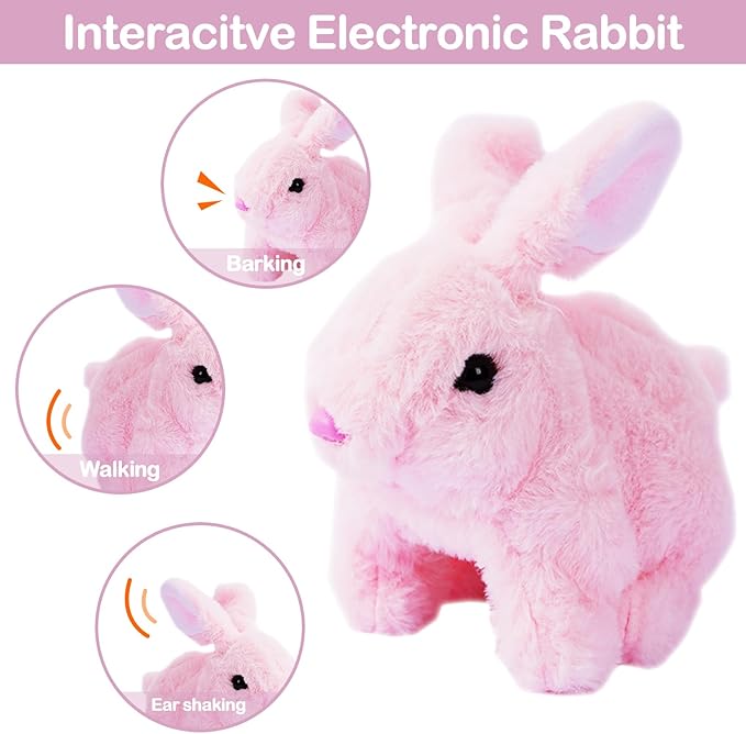 Hopping Bunny Toys for Kids Interactive Electronic Bunny Plush Toy 7'')