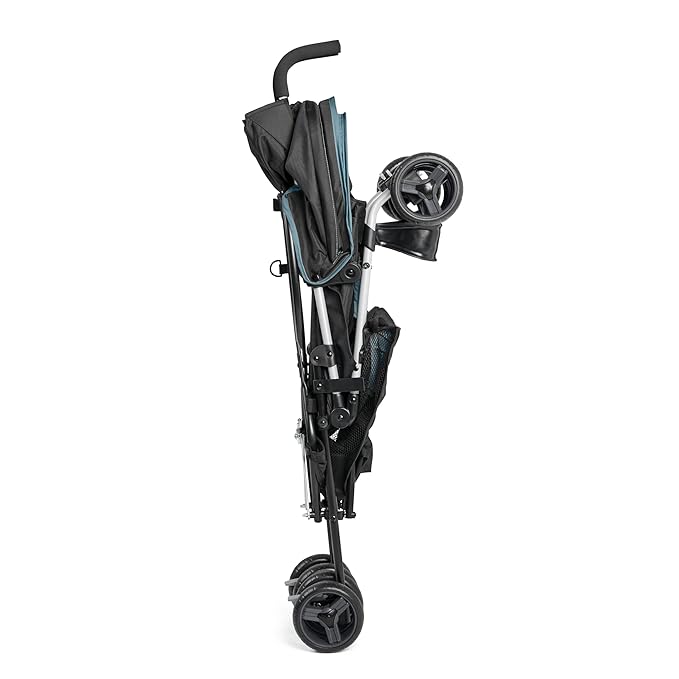 Summer by Ingenuity 3D Mini Convenience Stroller – Lightweight Stroller with Compact Fold, Multi-Position Recline, Canopy with Pop Out Sun Visor – Umbrella Stroller for Travel and More, Slate Grey