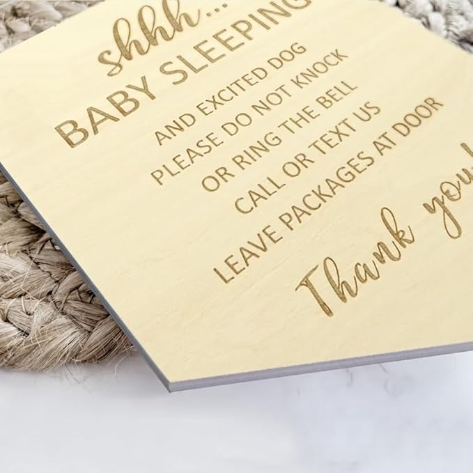 Baby Sleeping Sign for Front Door, Do Not Knock or Ring the Bell Sign