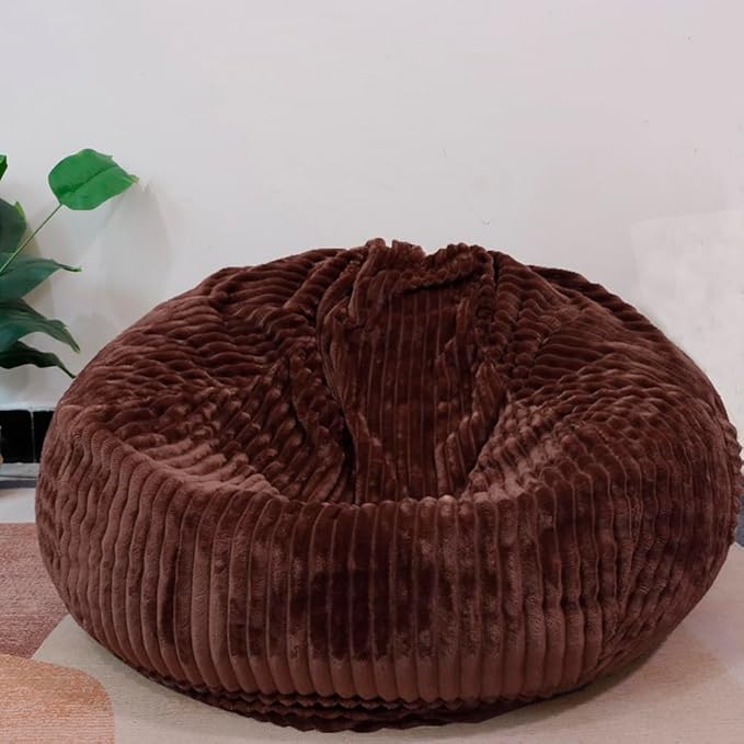 Soft Bean Bag Chair Cover No Filler Sofa Cover Storage Bean Bag Cover Organizing Children Plush Toys (Coffee, X-Large)