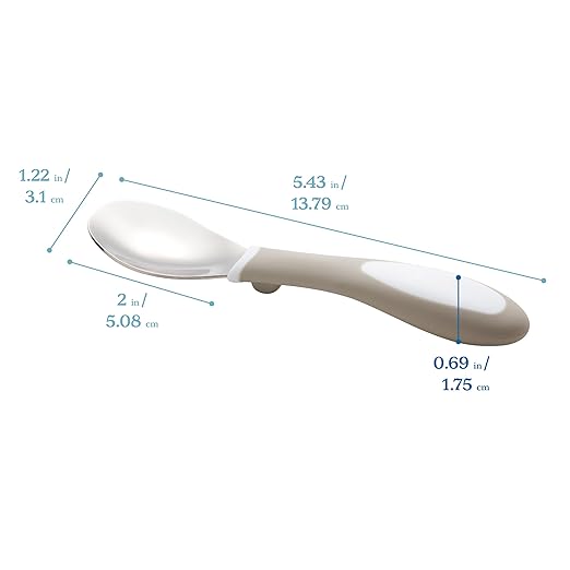 ECR4Kids My First Meal Pal Stainless Steel Spoons, Toddler Silverware, White, Light Grey, 3-Pack