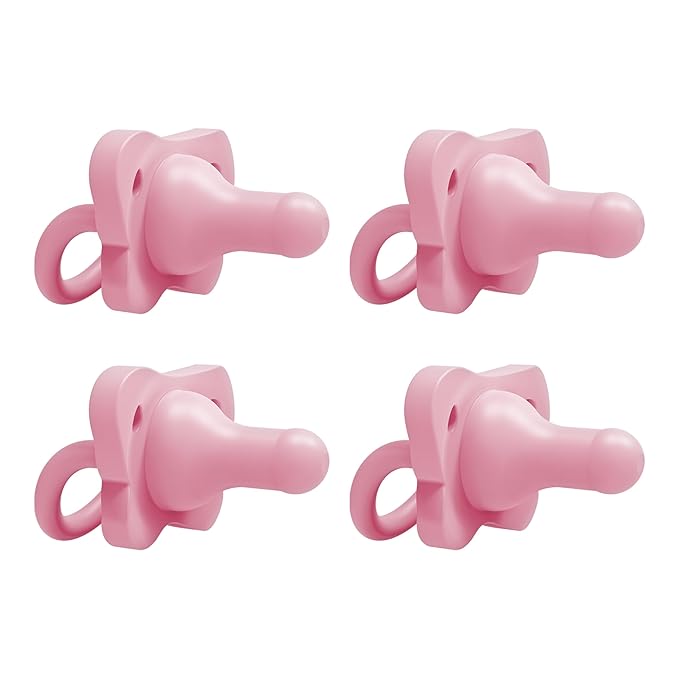 Dr. Brown's HappyPaci 100% Silicone Baby Pacifier, Contoured One-Piece Design 0-6m, BPA-Free, 4 Pack