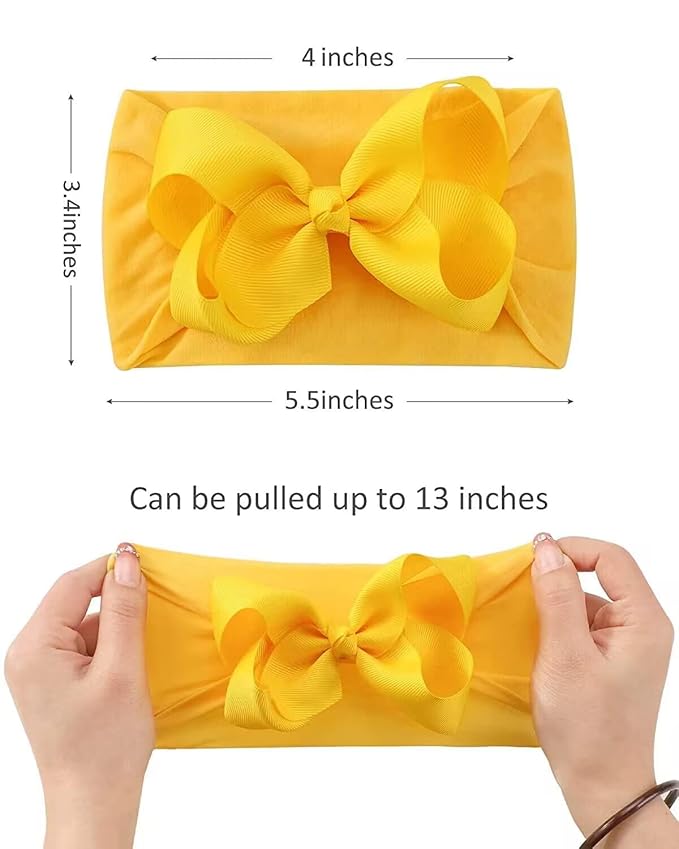 doboi 20pcs Baby Headbands and Hair Bows Set - 4 Inches Nylon Headbands with Bows for Newborns, Infants
