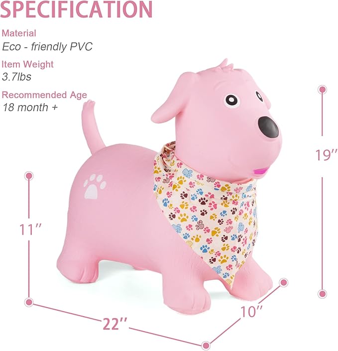 INPANY Bouncy Dog Hopper for Toddlers-Hopping/Bouncing/Bounce hoppers, Jumping Toys 2, 3, 4, 5